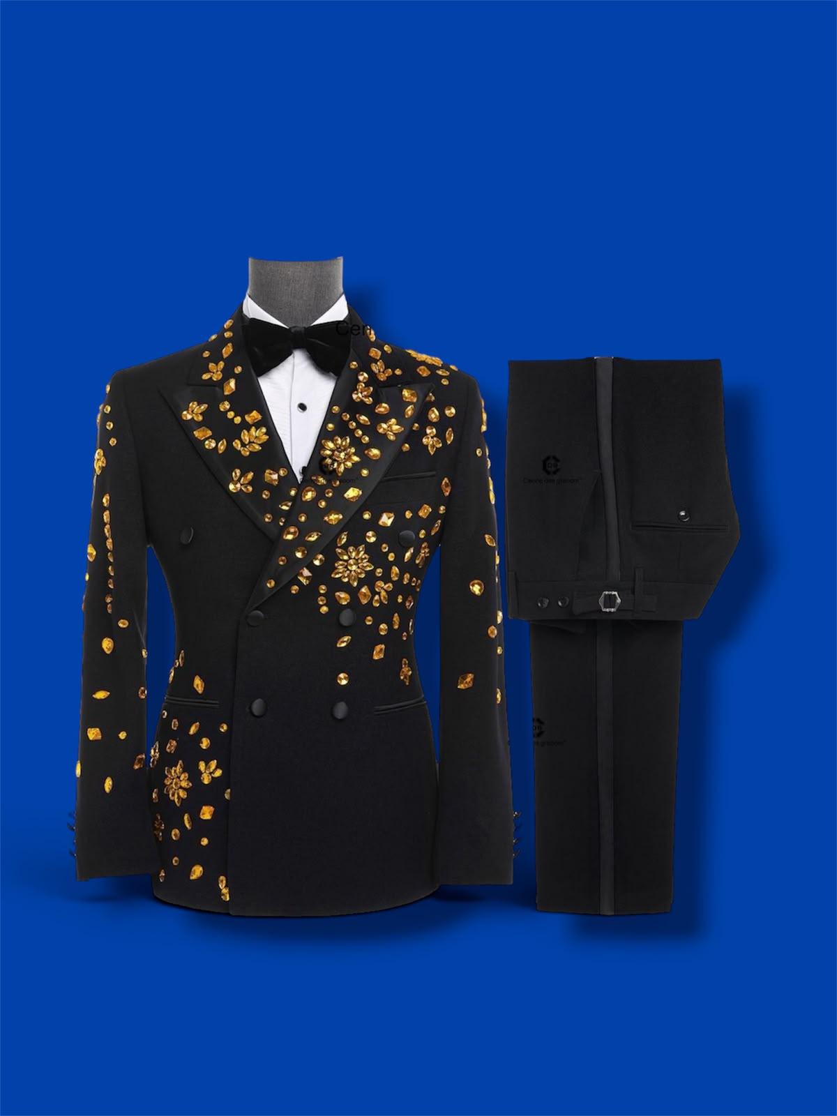 Smoking Gala Silver & Black Velvet
